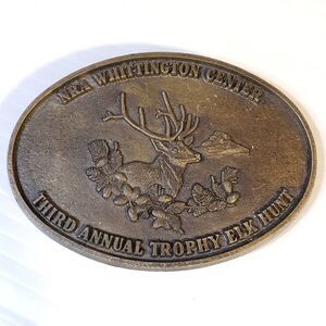 NRA Whittington Center Trophy Elk Hunt Belt Buckle Bronze National Rifle Assoc